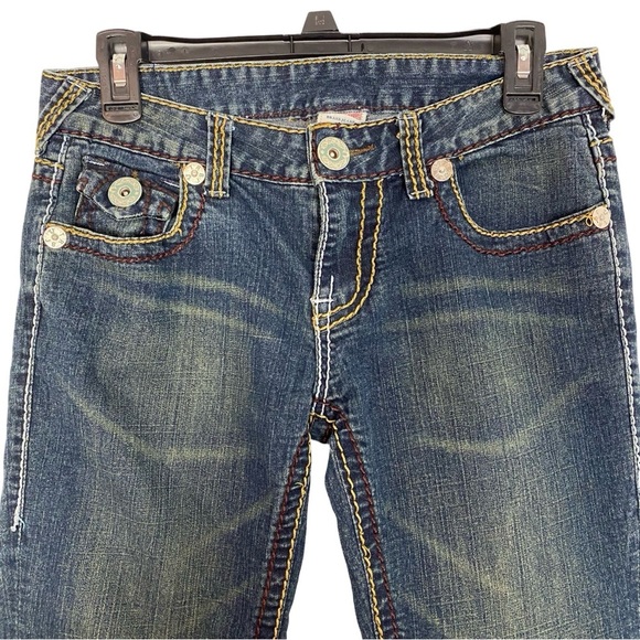 True Religion Jeans Womens Size 29 Vintage Thick Stitching Made In USA Low Rise - Picture 3 of 13